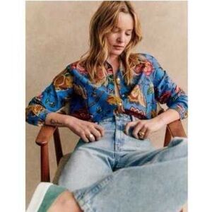 Sezane blue print blouse